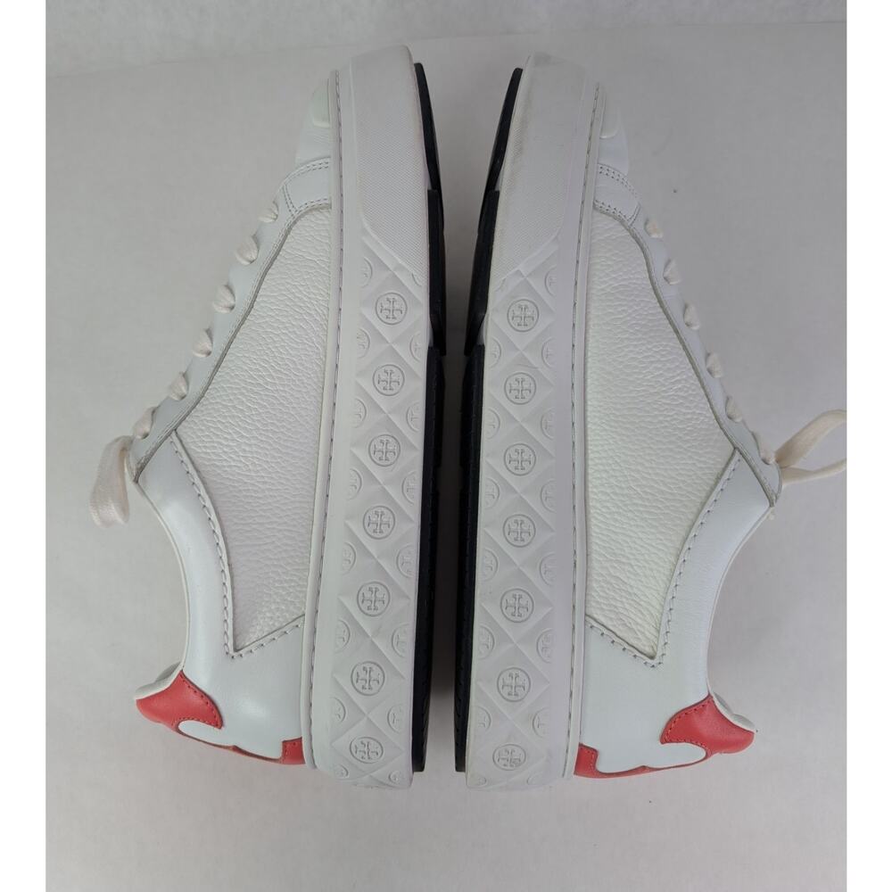 Tory Burch Ladybug Sneakers Clean Preppy East Coast White Pink Logo Size 11M - Picture 6 of 11